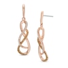 Thumbnail Image 1 of 1/5 CT. T.W. Enhanced Cognac and White Diamond Twist Drop Earrings in 10K Rose Gold