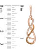 Thumbnail Image 2 of 1/5 CT. T.W. Enhanced Cognac and White Diamond Twist Drop Earrings in 10K Rose Gold