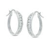 Thumbnail Image 1 of 1/2 CT. T.W. Diamond Channel-Set Oval Hoop Earrings in 14K White Gold