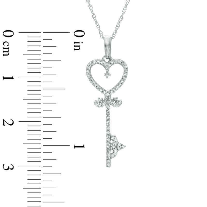 White gold deals diamond key necklace