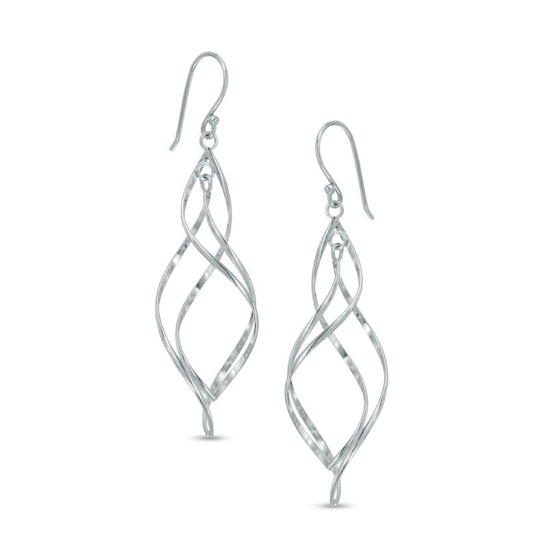 Main Image 1 of Double Swirl Drop Earrings in Sterling Silver