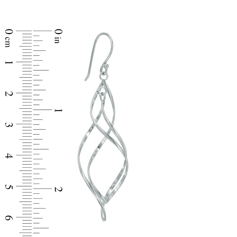 Main Image 2 of Double Swirl Drop Earrings in Sterling Silver