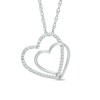 Thumbnail Image 1 of 1/8 CT. T.W. Diamond Double Tilted Heart Pendant in Sterling Silver