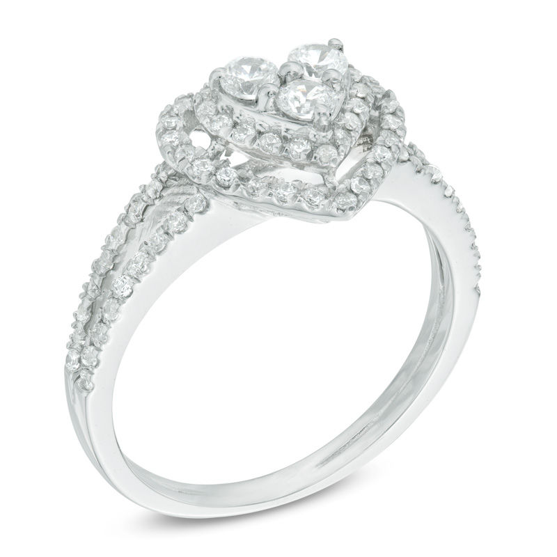 Diamond heart shops ring white gold