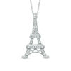 Thumbnail Image 1 of 1/15 CT. T.W. Diamond Eiffel Tower Pendant in 10K White Gold