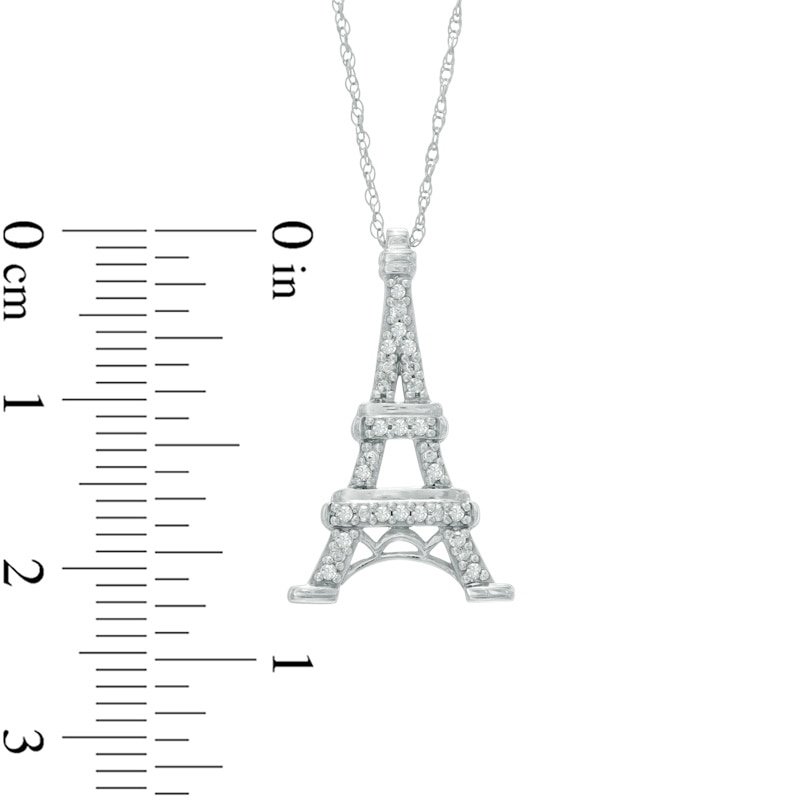 Main Image 2 of 1/15 CT. T.W. Diamond Eiffel Tower Pendant in 10K White Gold