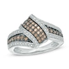 Thumbnail Image 1 of 1/2 CT. T.W. Champagne and White Diamond Bypass Ring in 10K White Gold