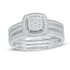 Thumbnail Image 0 of 1/3 CT. T.W. Multi-Diamond Square Frame Three Piece Bridal Set in 10K White Gold