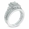 Thumbnail Image 2 of 1 CT. T.W. Quad Princess-Cut Diamond Frame Tri-Sides Bridal Set in 10K White Gold