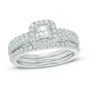 Thumbnail Image 0 of 1 CT. T.W. Princess-Cut Diamond Frame Three Piece Bridal Set in 14K White Gold