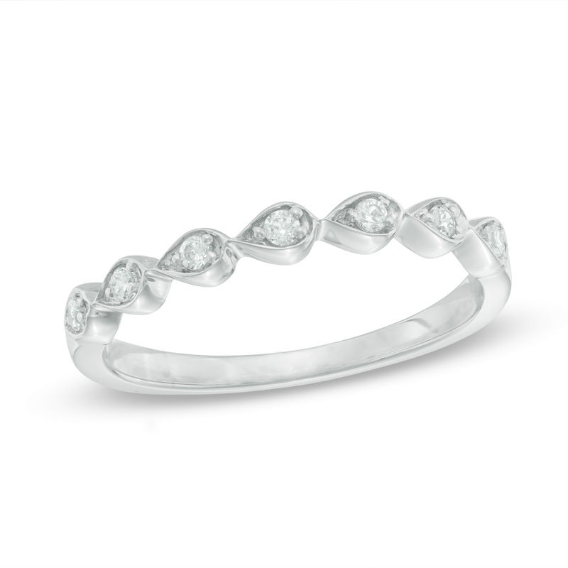 Main Image 1 of 1/10 CT. T.W. Diamond Seven Stone Sideways Teardrop Anniversary Band in 10K White Gold