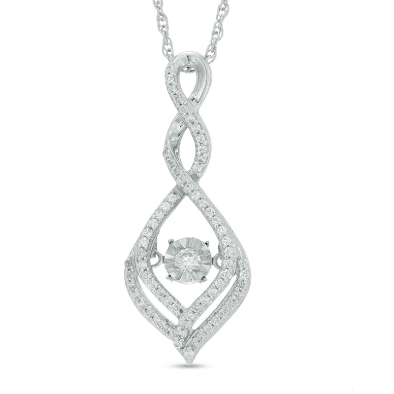 Main Image 1 of 1/4 CT. T.W. Diamond Cascading Infinity Drop Pendant in Sterling Silver