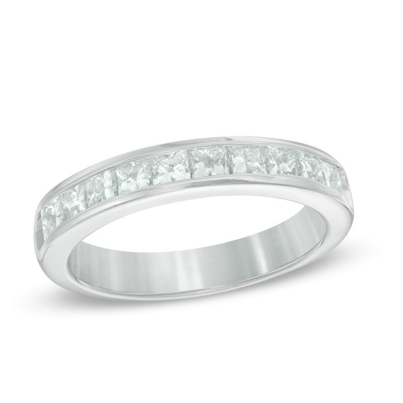 white gold princess cut diamond band