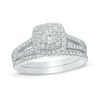 Thumbnail Image 1 of 3/4 CT. T.W. Diamond Cushion-Shaped Double Frame Split Shank Bridal Set in 10K White Gold