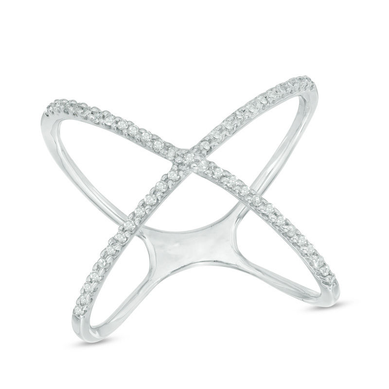 diamond criss cross ring in sterling silver