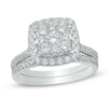 Thumbnail Image 1 of 1 CT. T.W. Multi-Diamond Square Frame Bridal Set in 10K White Gold