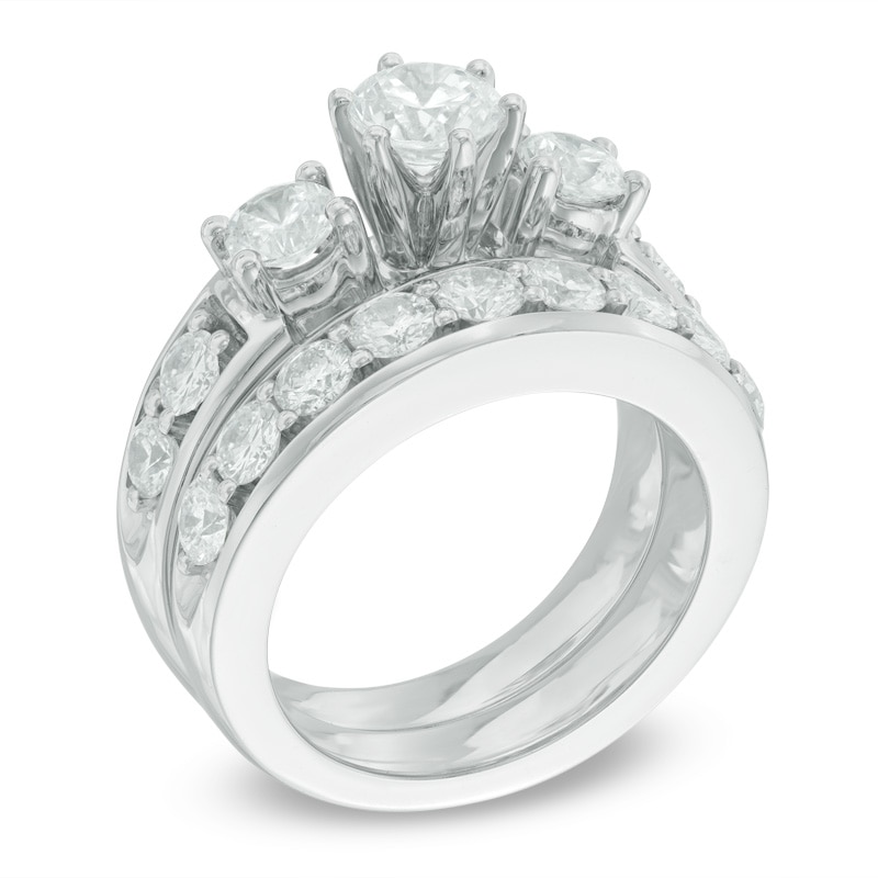 2-3/4 CT. T.W. Diamond Past Present Future® Bridal Set in 14K White Gold
