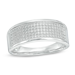 Men's 1/3 CT. T.W. Diamond Multi-Row Band in Sterling Silver