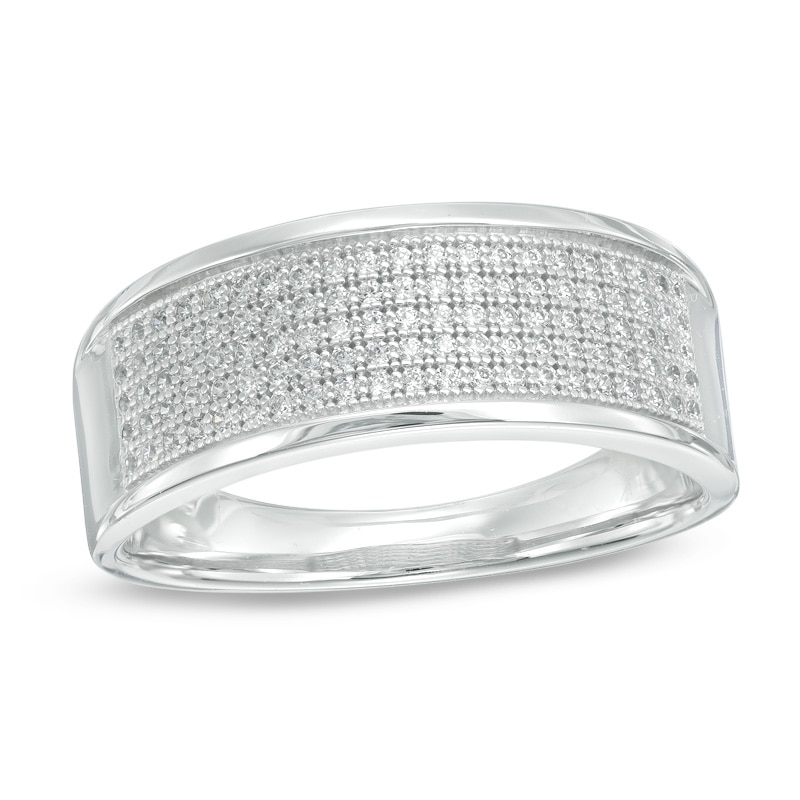 Main Image 1 of Men's 1/3 CT. T.W. Diamond Multi-Row Band in Sterling Silver