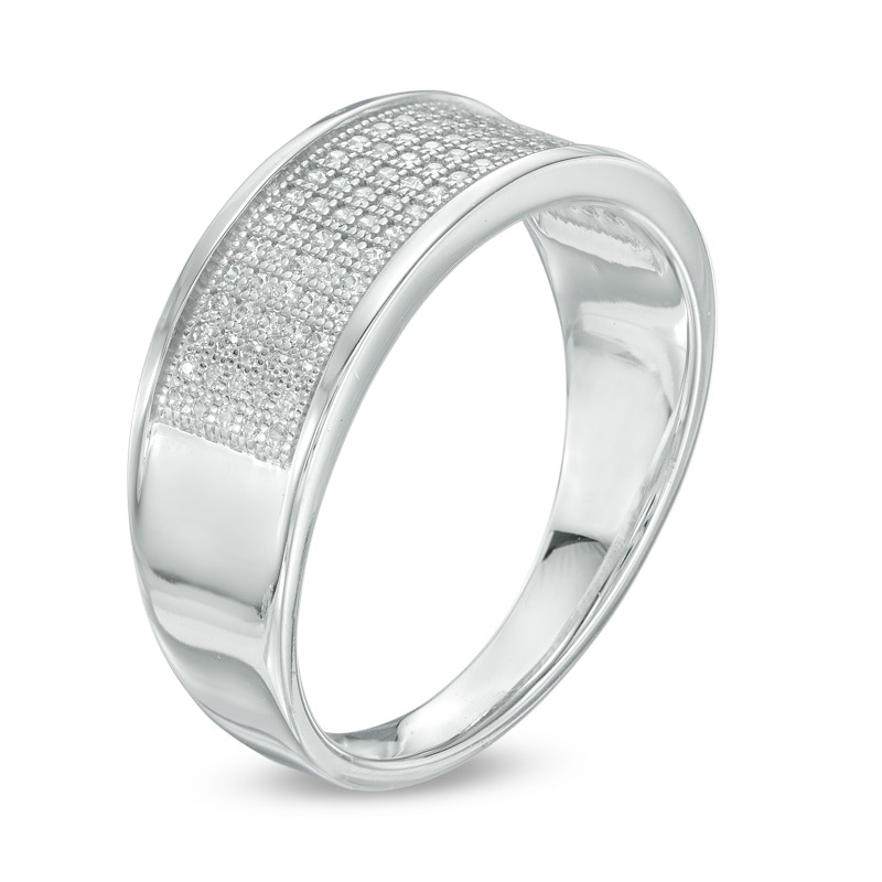 Main Image 2 of Men's 1/3 CT. T.W. Diamond Multi-Row Band in Sterling Silver