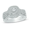 Thumbnail Image 1 of 1/2 CT. T.W. Diamond Cushion Frame Twist Shank Bridal Set In 10K White Gold