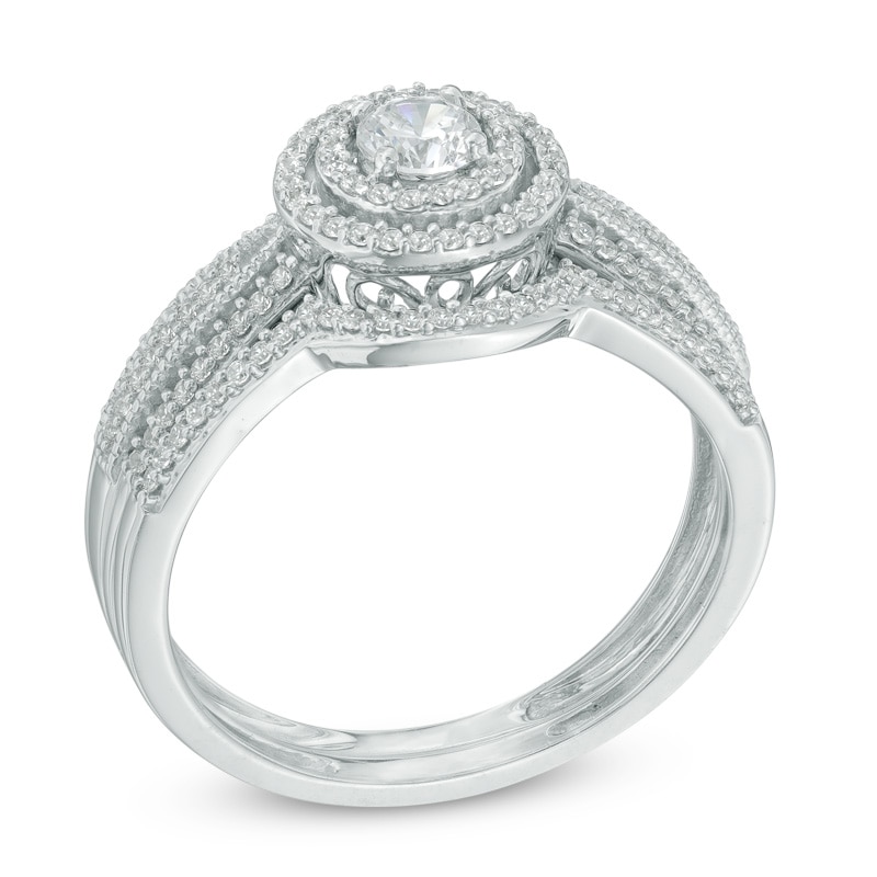 Main Image 2 of 1/2 CT. T.W. Diamond Frame Bridal Set In 10K White Gold