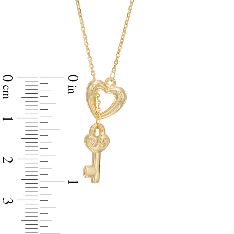 Lock and Key Lariat Necklace in 10K Gold