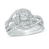 Thumbnail Image 1 of 1 CT. T.W. Princess-Cut Diamond Swirl Frame Bridal Set in 10K White Gold