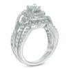 Thumbnail Image 2 of 1 CT. T.W. Princess-Cut Diamond Swirl Frame Bridal Set in 10K White Gold