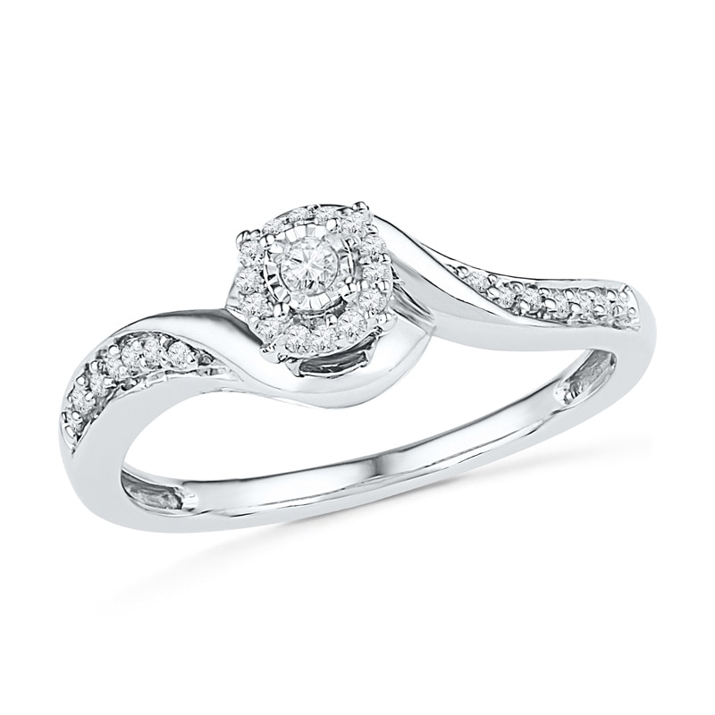 Main Image 3 of 1/4 CT. T.W. Diamond Swirl Frame Bridal Set in Sterling Silver