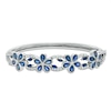Thumbnail Image 0 of Lab-Created Blue and White Sapphire Flower Bangle in Sterling Silver