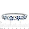 Thumbnail Image 1 of Lab-Created Blue and White Sapphire Flower Bangle in Sterling Silver