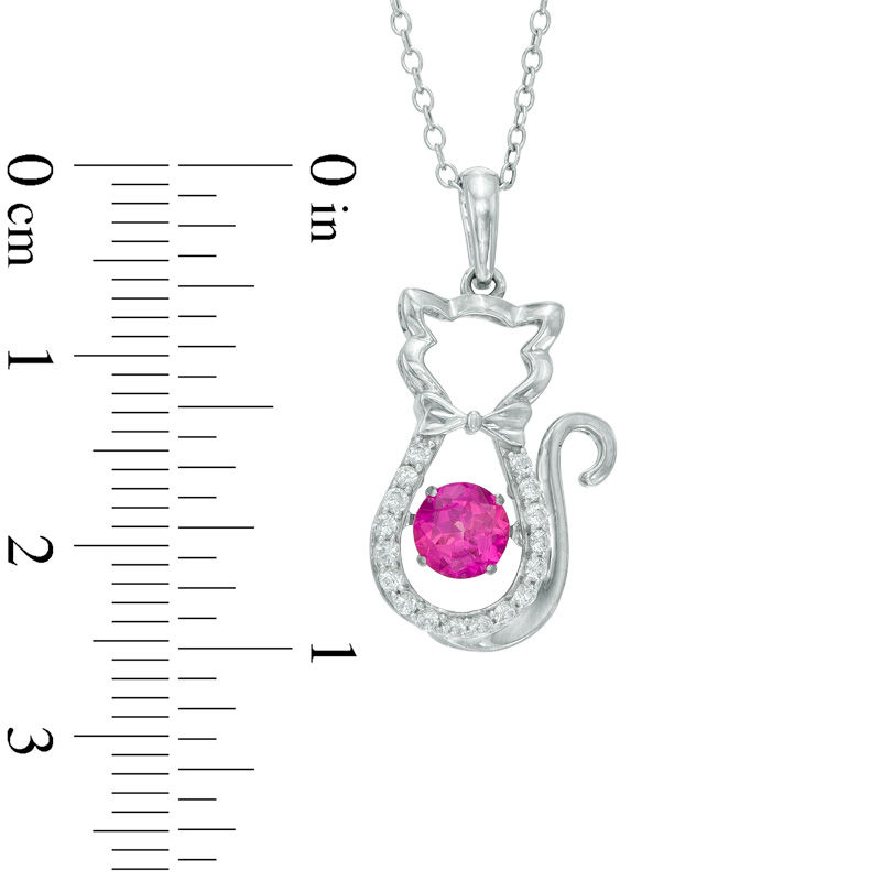 5.0mm Lab-Created Ruby and White Sapphire Cat Pendant in Sterling Silver