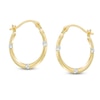 Thumbnail Image 1 of Crystal Station Hoop Earrings in 14K Gold