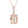 Thumbnail Image 1 of Oval Morganite and Diamond Accent Drop Pendant in 10K Rose Gold