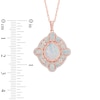 Thumbnail Image 1 of Oval Lab-Created Opal and White Sapphire Frame Pendant in Sterling Silver with 14K Rose Gold Plate