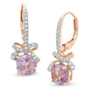 Thumbnail Image 1 of Rose de France Amethyst and Lab-Created White Sapphire Bow Drop Earrings in Sterling Silver with 14K Rose Gold Plate