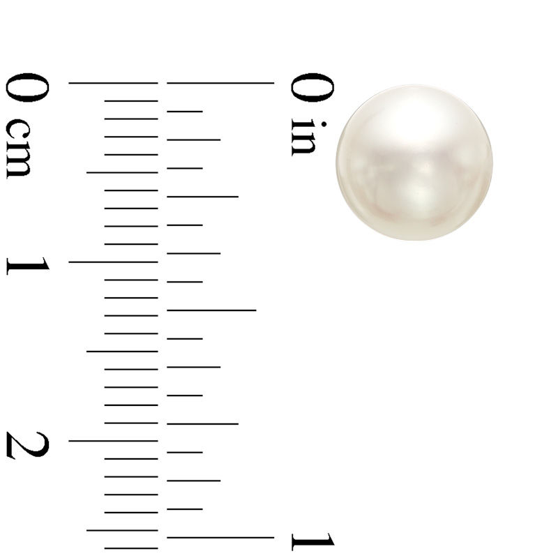 Main Image 2 of 8.0-9.0mm Button Freshwater Cultured Pearl Stud Earrings in 14K Gold