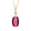 Thumbnail Image 1 of Cushion-Cut Lab-Created Ruby and Diamond Accent Pendant in 10K Gold