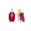 Thumbnail Image 1 of Cushion-Cut Lab-Created Ruby and Diamond Accent Stud Earrings in 10K Gold