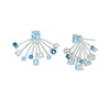 Thumbnail Image 0 of Blue Topaz Solitaire Stud with Starburst Drop Earring Jacket in Sterling Silver