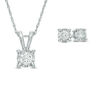 Thumbnail Image 1 of 1 CT. T.W. Diamond Solitaire Pendant and Earrings Set in 10K White Gold