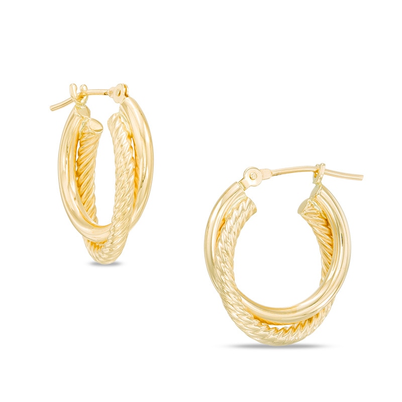 Main Image 1 of 17.0mm Rope Overlap Hoop Earrings in 14K Gold