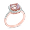 Thumbnail Image 1 of Rose de France Amethyst and Lab-Created White Sapphire Frame Ring in Sterling Silver with 14K Rose Gold Plate