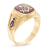 Thumbnail Image 1 of Men's Cushion-Cut Red Spinel and Enamel Comfort Fit Masonic Ring in 10K Gold