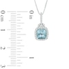 Thumbnail Image 1 of 6.0mm Cushion-Cut Aquamarine and Diamond Accent Frame Pendant in 10K White Gold