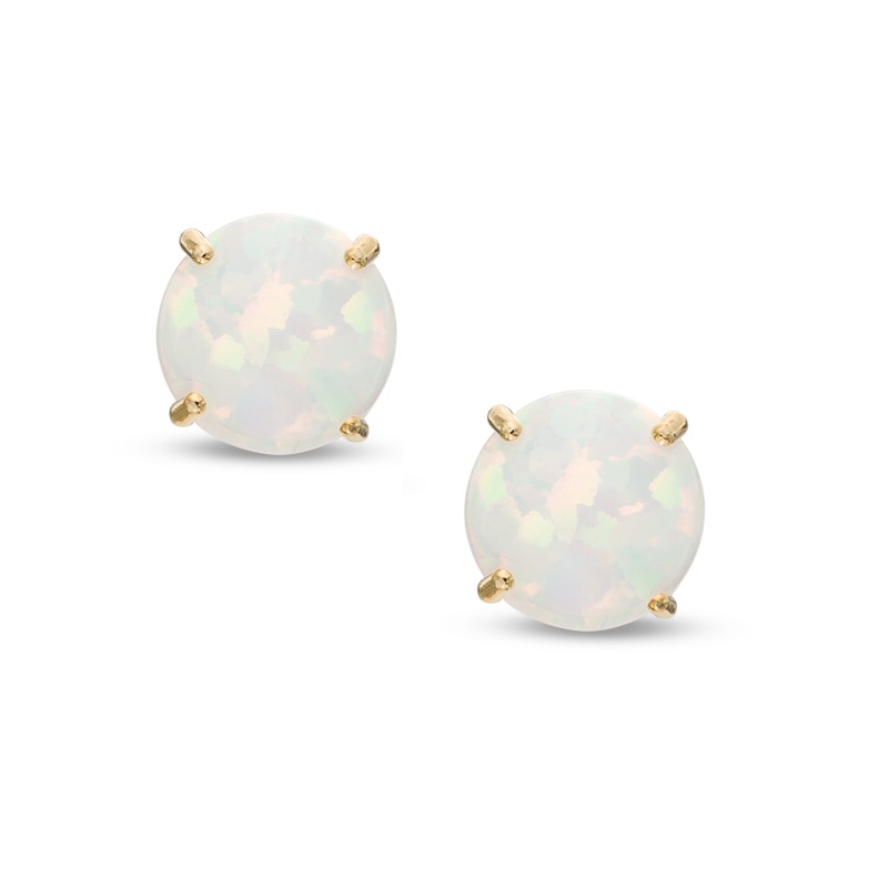 6.0mm Simulated Opal Stud Earrings in 14K Gold | Zales Outlet