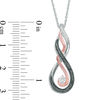 Thumbnail Image 2 of Enhanced Black and White Diamond Accent "MOM" Infinity Pendant in Sterling Silver and 10K Rose Gold