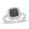 Thumbnail Image 1 of 1/4 CT. T.W. Enhanced Black and White Diamond Composite Square Frame Ring in Sterling Silver