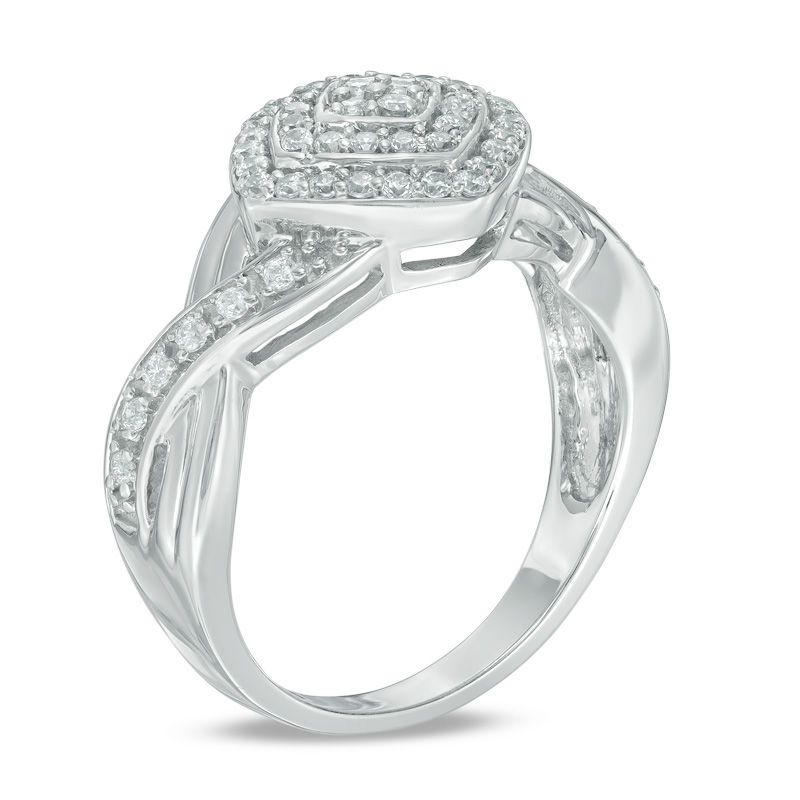 Quad diamond accent square frame promise ring in 2025 sterling silver